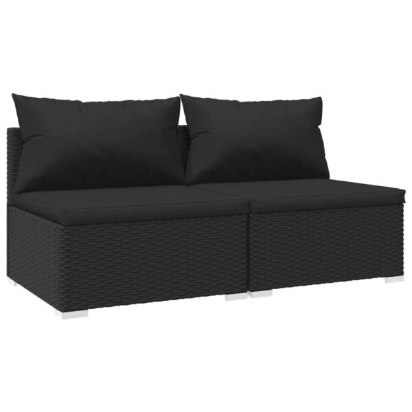 Aplusliving-2 Piece Garden Lounge Set with Cushions Poly Rattan Black