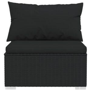 Aplusliving-2 Piece Garden Lounge Set with Cushions Poly Rattan Black