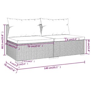 Aplusliving-2 Piece Garden Lounge Set with Cushions Poly Rattan Black