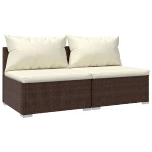 Aplusliving-2 Piece Garden Lounge Set with Cushions Poly Rattan Brown