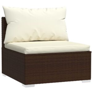 Aplusliving-2 Piece Garden Lounge Set with Cushions Poly Rattan Brown