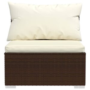 Aplusliving-2 Piece Garden Lounge Set with Cushions Poly Rattan Brown