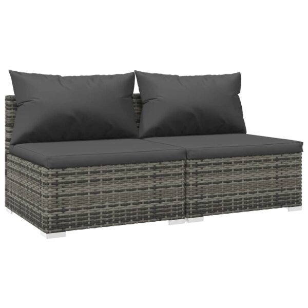 Aplusliving-2 Piece Garden Lounge Set with Cushions Poly Rattan Grey