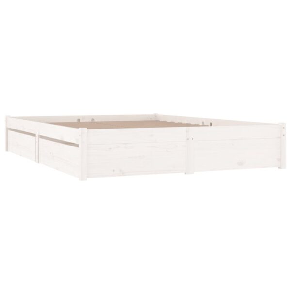 Aplusliving-Bed Frame without Mattress with Drawers White 135x190 cm
