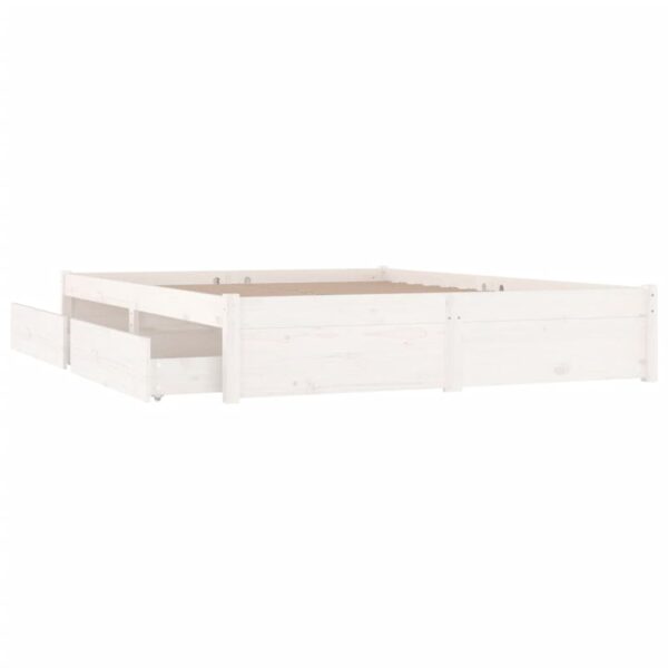 Aplusliving-Bed Frame without Mattress with Drawers White 135x190 cm