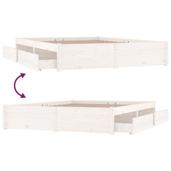 Aplusliving-Bed Frame without Mattress with Drawers White 135x190 cm