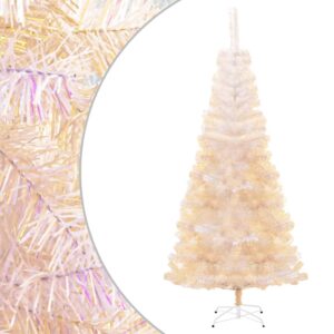 Aplusliving-Artificial Christmas Tree with Iridescent Tips White 210 cm PVC