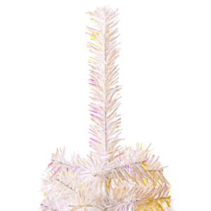 Aplusliving-Artificial Christmas Tree with Iridescent Tips White 210 cm PVC