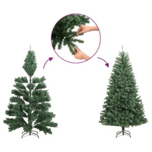 Aplusliving-Artificial Christmas Tree with Iridescent Tips Green 210 cm PVC