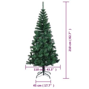 Aplusliving-Artificial Christmas Tree with Iridescent Tips Green 210 cm PVC