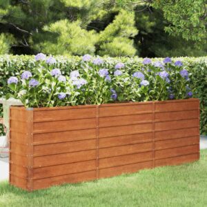 Aplusliving-Garden Raised Bed Rusty 240x40x77 cm Corten Steel