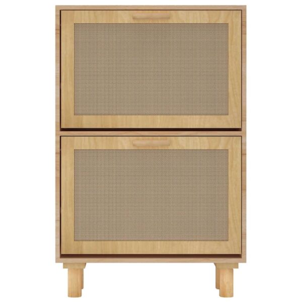Aplusliving-Shoe Cabinet Brown 52x25x80 cm Engineered Wood and Natural Rattan