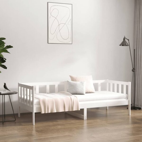 Aplusliving-Day Bed without Mattress White 90x190 cm Solid Wood Pine