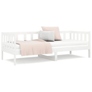 Aplusliving-Day Bed without Mattress White 90x190 cm Solid Wood Pine