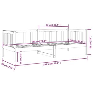 Aplusliving-Day Bed without Mattress White 90x190 cm Solid Wood Pine