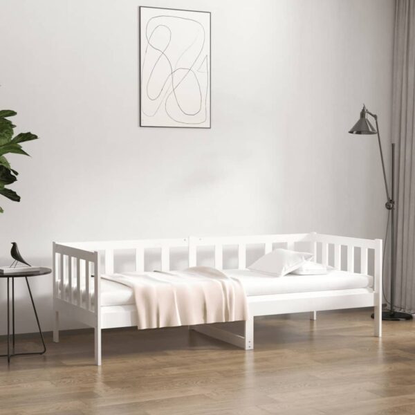 Aplusliving-Day Bed without Mattress White 90x190 cm Solid Wood Pine