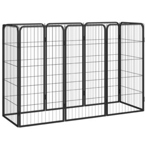 Aplusliving-8-Panel Dog Playpen Black 50x100 cm Powder-coated Steel