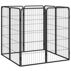 Aplusliving-8-Panel Dog Playpen Black 50x100 cm Powder-coated Steel