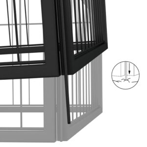 Aplusliving-8-Panel Dog Playpen Black 50x100 cm Powder-coated Steel