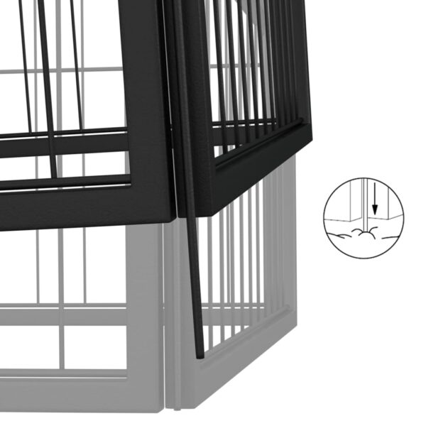 Aplusliving-8-Panel Dog Playpen Black 50x100 cm Powder-coated Steel