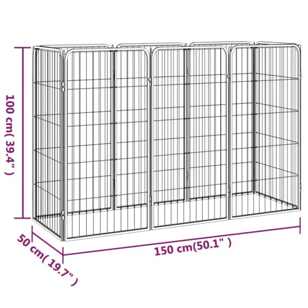 Aplusliving-8-Panel Dog Playpen Black 50x100 cm Powder-coated Steel