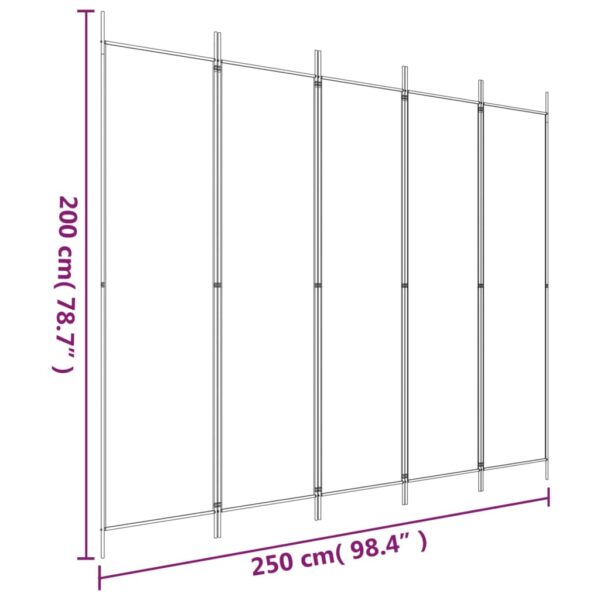 Aplusliving-5-Panel Room Divider Black 250x200 cm Fabric