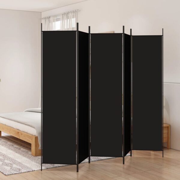 Aplusliving-5-Panel Room Divider Black 250x200 cm Fabric