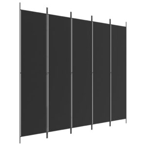Aplusliving-5-Panel Room Divider Black 250x220 cm Fabric