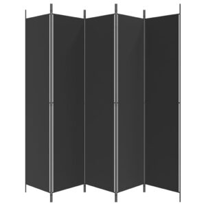 Aplusliving-5-Panel Room Divider Black 250x220 cm Fabric
