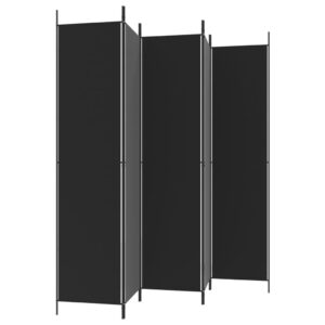 Aplusliving-5-Panel Room Divider Black 250x220 cm Fabric