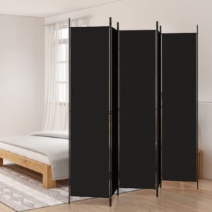 Aplusliving-5-Panel Room Divider Black 250x220 cm Fabric