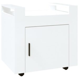 Aplusliving-Desk Trolley High Gloss White 60x45x60 cm Engineered Wood