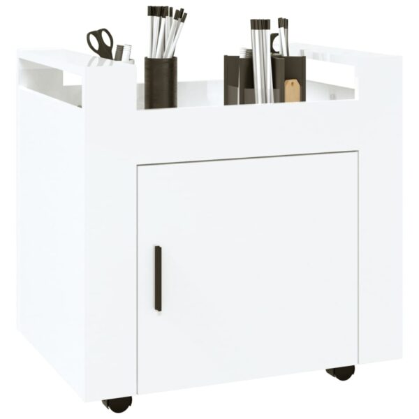 Aplusliving-Desk Trolley High Gloss White 60x45x60 cm Engineered Wood