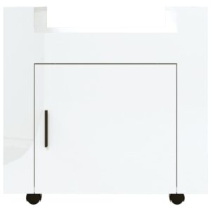 Aplusliving-Desk Trolley High Gloss White 60x45x60 cm Engineered Wood