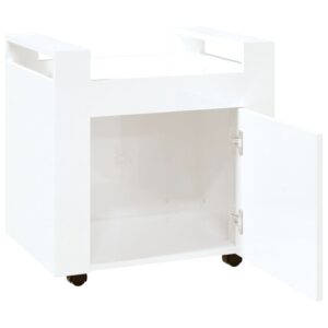 Aplusliving-Desk Trolley High Gloss White 60x45x60 cm Engineered Wood