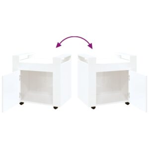 Aplusliving-Desk Trolley High Gloss White 60x45x60 cm Engineered Wood