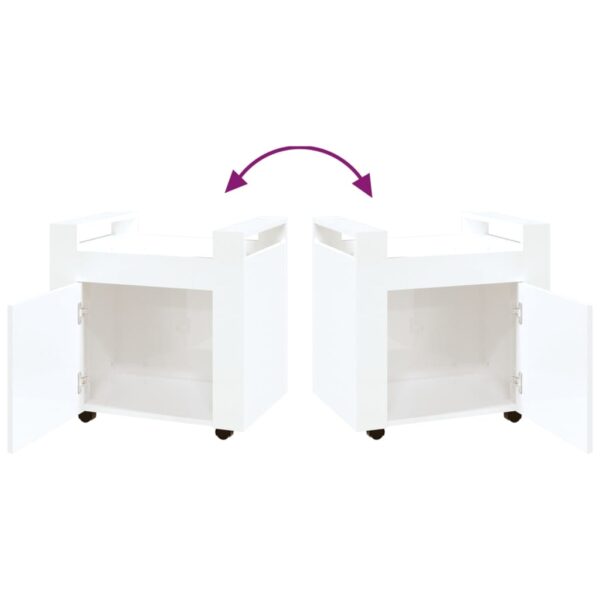 Aplusliving-Desk Trolley High Gloss White 60x45x60 cm Engineered Wood