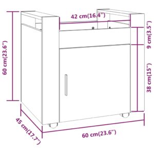 Aplusliving-Desk Trolley High Gloss White 60x45x60 cm Engineered Wood