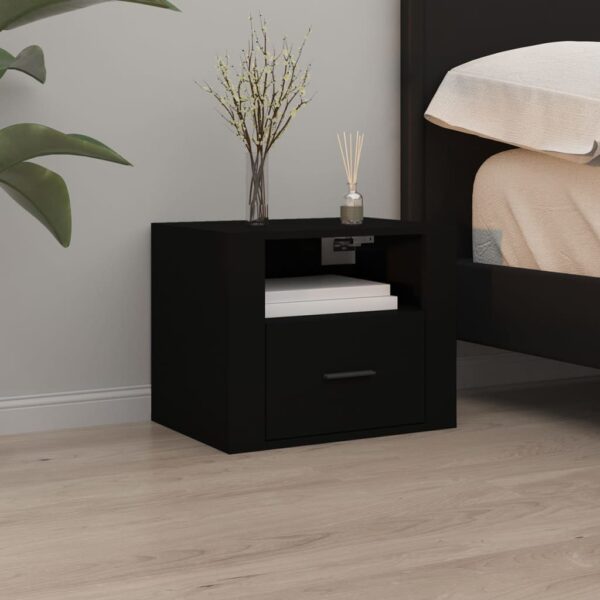 Aplusliving-Wall-mounted Bedside Cabinets 2 pcs Black 50x36x40 cm