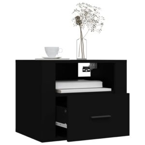 Aplusliving-Wall-mounted Bedside Cabinets 2 pcs Black 50x36x40 cm