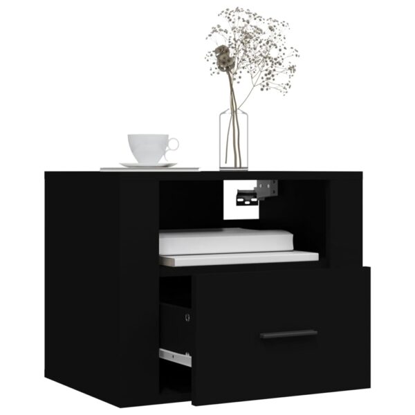 Aplusliving-Wall-mounted Bedside Cabinets 2 pcs Black 50x36x40 cm