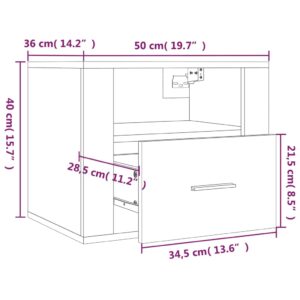 Aplusliving-Wall-mounted Bedside Cabinets 2 pcs Black 50x36x40 cm