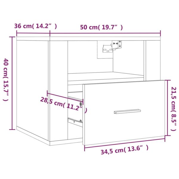Aplusliving-Wall-mounted Bedside Cabinets 2 pcs Black 50x36x40 cm