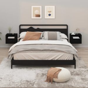 Aplusliving-Wall-mounted Bedside Cabinets 2 pcs Black 50x36x40 cm