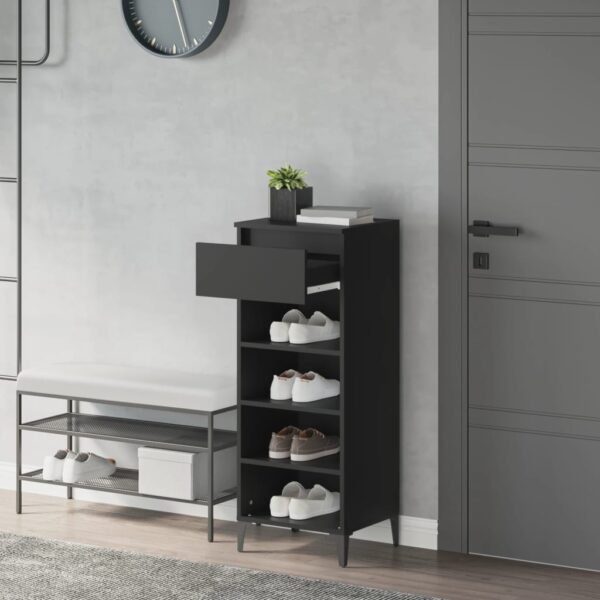 Aplusliving-Shoe Rack Black 40x36x105 cm Engineered Wood