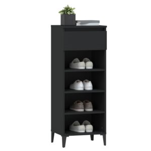 Aplusliving-Shoe Rack Black 40x36x105 cm Engineered Wood