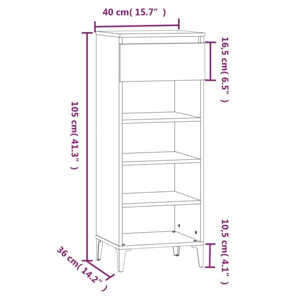 Aplusliving-Shoe Rack Black 40x36x105 cm Engineered Wood