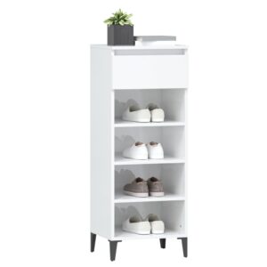 Aplusliving-Shoe Rack High Gloss White 40x36x105 cm Engineered Wood