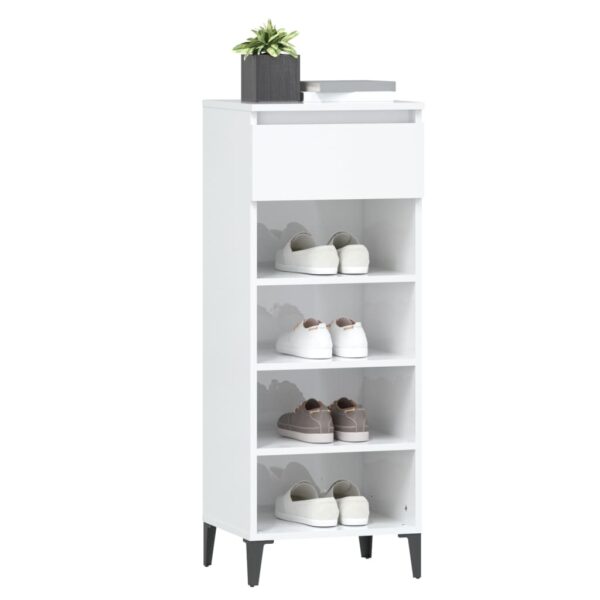 Aplusliving-Shoe Rack High Gloss White 40x36x105 cm Engineered Wood