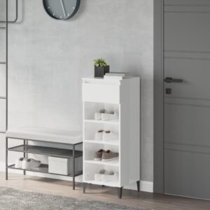 Aplusliving-Shoe Rack High Gloss White 40x36x105 cm Engineered Wood